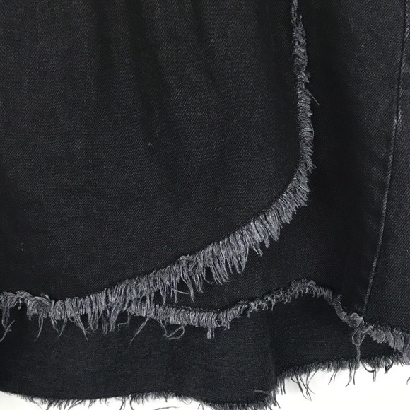NWOT Zara Black Denim Raw Hem Belted Mini Skirt Size Small - Picture 6 of 8